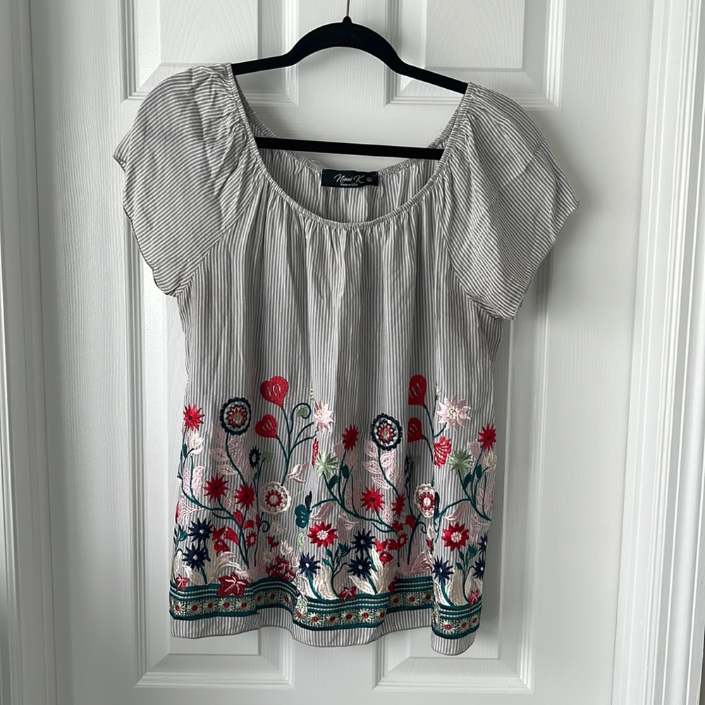 Floral Stitched Spring Blouse